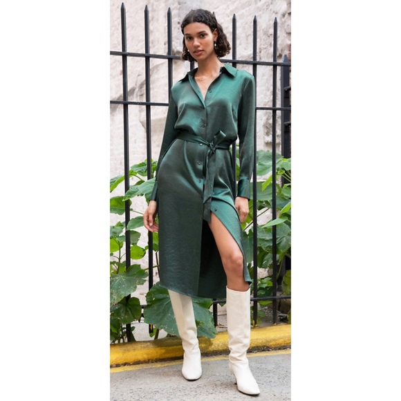 Aritzia Wilfred Vineyard Midi Forest Green Dress